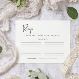 Cartão de receitas preto e branco elegante e moder