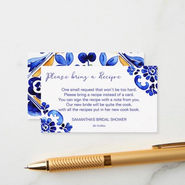 Cartão de receitas temáticas italiano-mediterrânic (Frente/Verso In Situ)