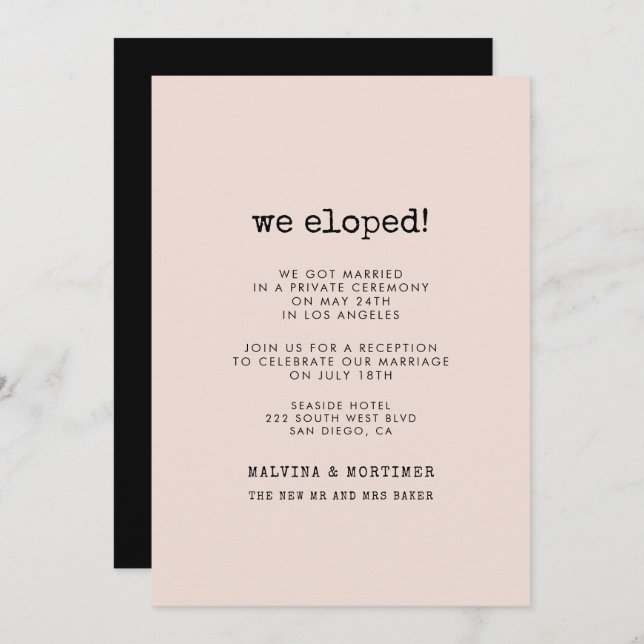 Cartão de Recem casados para máquinas de escrever  (Frente/Verso)