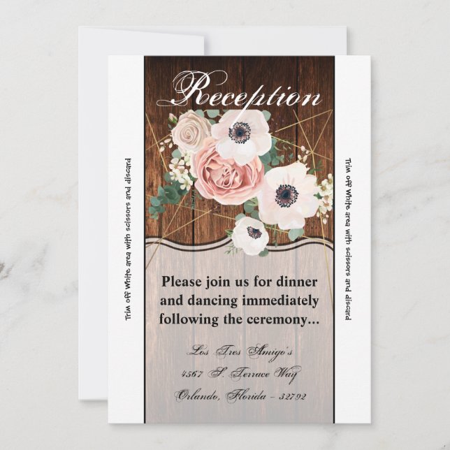 Cartão de Recepção 3,5 x 7 Madeira de Casca Geomét (Frente)