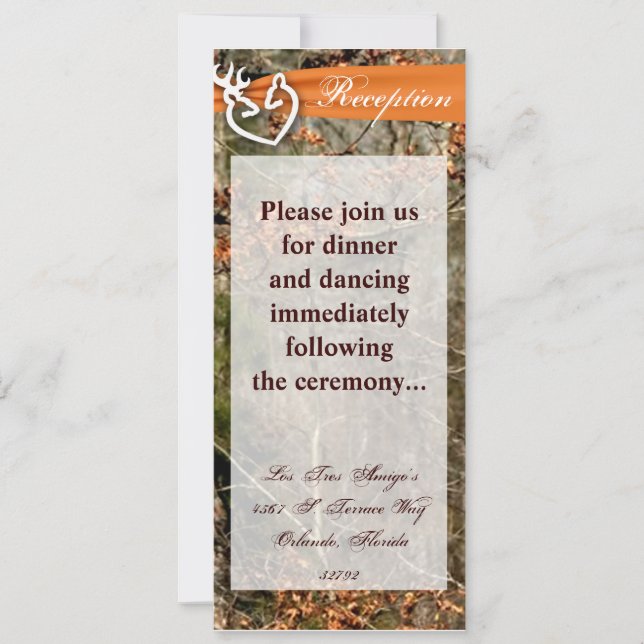 Cartão de Recepção 4x9 Casal de Cervos Camuflado (Frente)