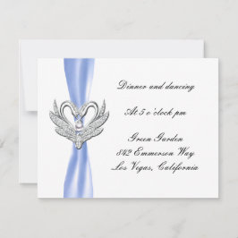 Cartão de Recepção Blue Ribbon Silver Swans