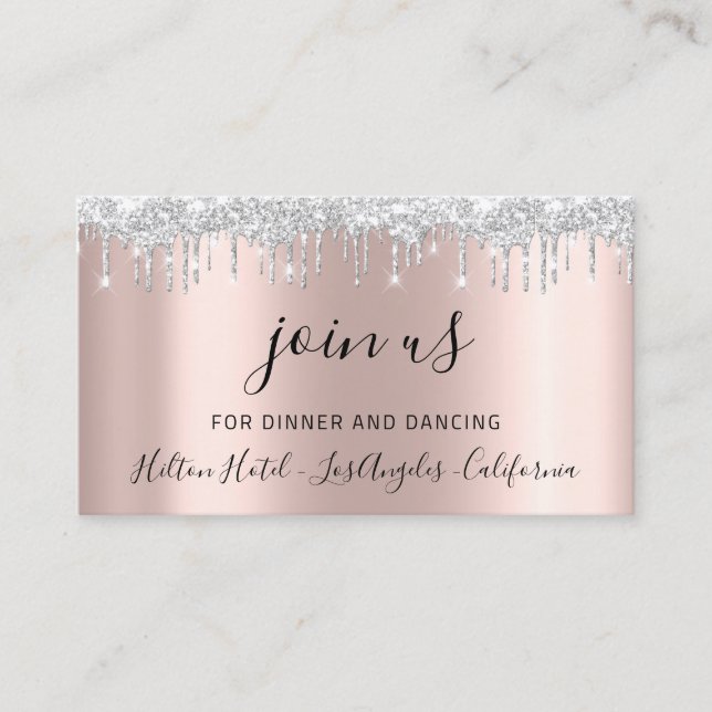 Cartão de Recepção Casamento Chuveiro de Noiva Ros (Frente)