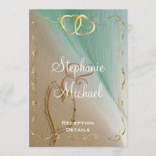 Cartão de Recepção Coração Gravado na Areia