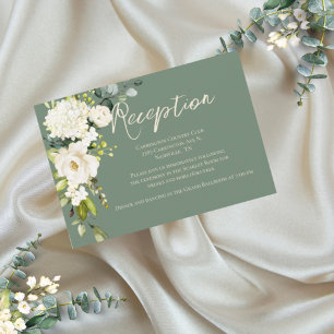 Cartão de Recepção de Aquarela Floral Verde Elegan
