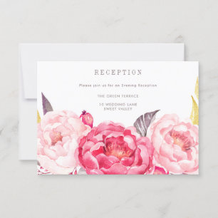 Cartão de Recepção de Buquê Inglês em Aquarela Ros