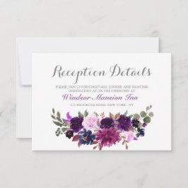 Cartão de recepção de casamento boho floral lavand