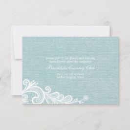 Cartão de Recepção de Casamento Burlap e Renda