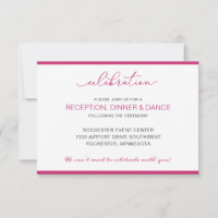 Cartão de Recepção de Casamento com Breve Ordem de