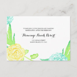 Cartão de Recepção de Casamento com Flores de Verã