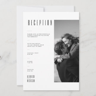 Cartão de Recepção de Casamento com Foto em Preto