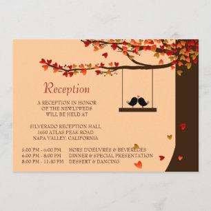 Cartão de Recepção de Casamento com Pássaros de Am