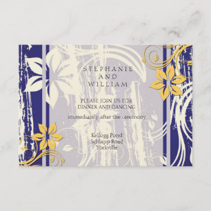 Cartão de Recepção de Casamento com Rodopio Azul e