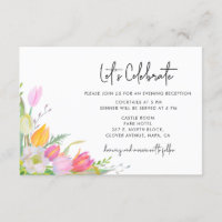 Cartão de Recepção de Casamento com Tulipa Rosa em