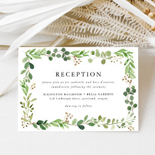 Cartão de Recepção de Casamento com Vegetação em A