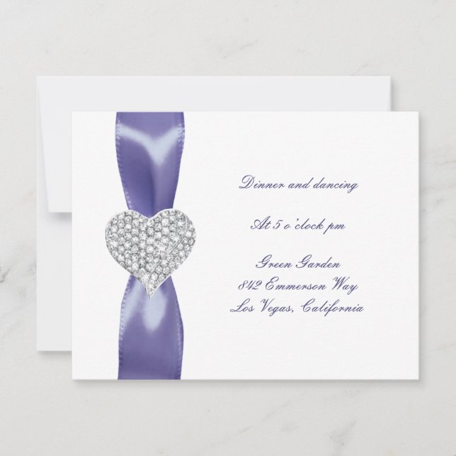Cartão de Recepção de Casamento Coração de Diamant (Frente)