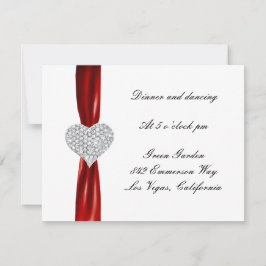 Cartão de Recepção de Casamento Coração de Diamant
