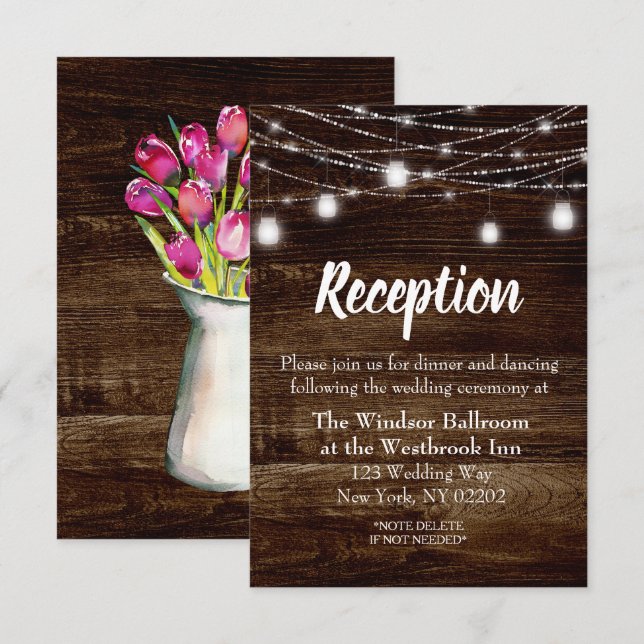 Cartão de Recepção de Casamento Country Spring Tul (Frente/Verso)
