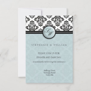 Cartão de Recepção de Casamento Damask