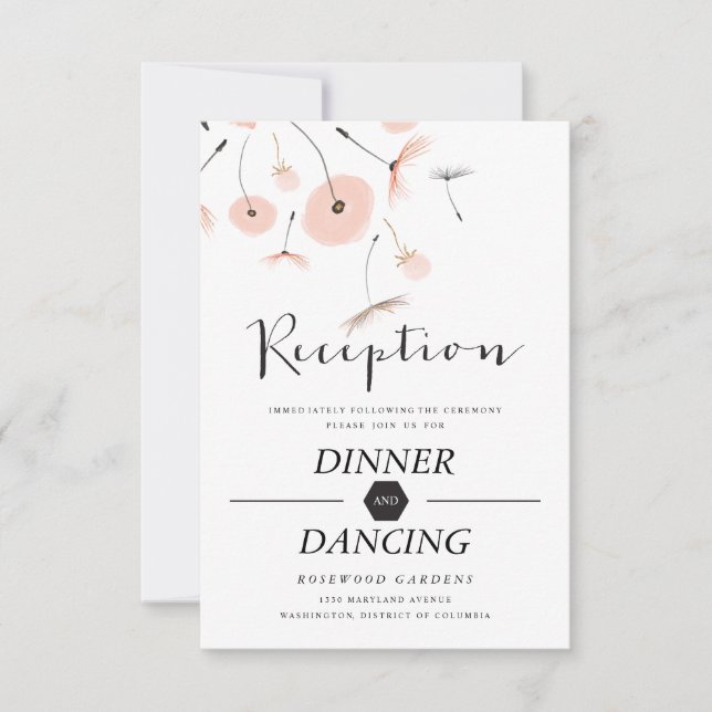 Cartão de Recepção de Casamento Dandelion Tipograf (Frente)