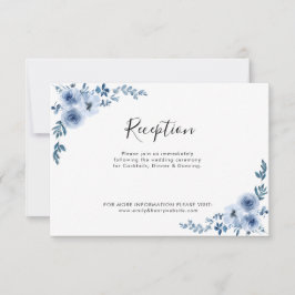 cartão de recepção de casamento das flores azuis