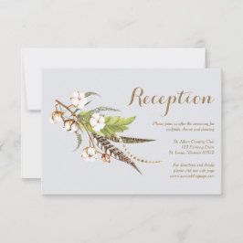 Cartão de Recepção de Casamento de Algodão Floral