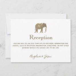 Cartão de Recepção de Casamento de Elefante em Our