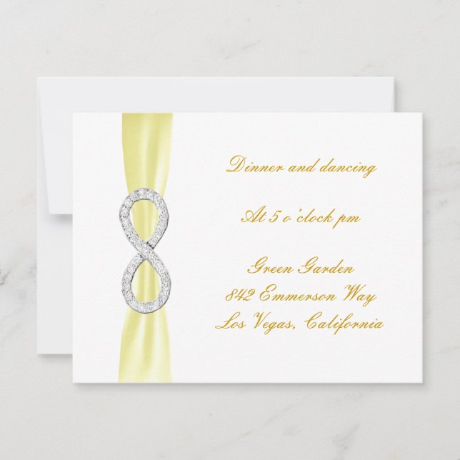 Cartão de Recepção de Casamento Diamante Amarelo I (Frente)