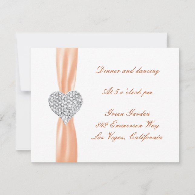 Cartão de Recepção de Casamento Diamante Coração L (Frente)