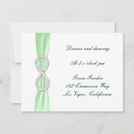 Cartão de Recepção de Casamento Diamante Verde Inf