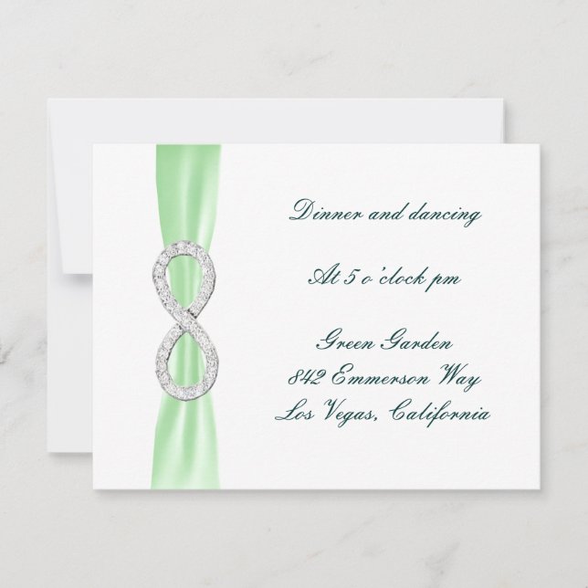 Cartão de Recepção de Casamento Diamante Verde Inf (Frente)