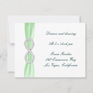 Cartão de Recepção de Casamento Diamante Verde Inf