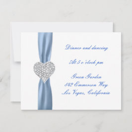 Cartão de Recepção de Casamento Diamond Heart Blue