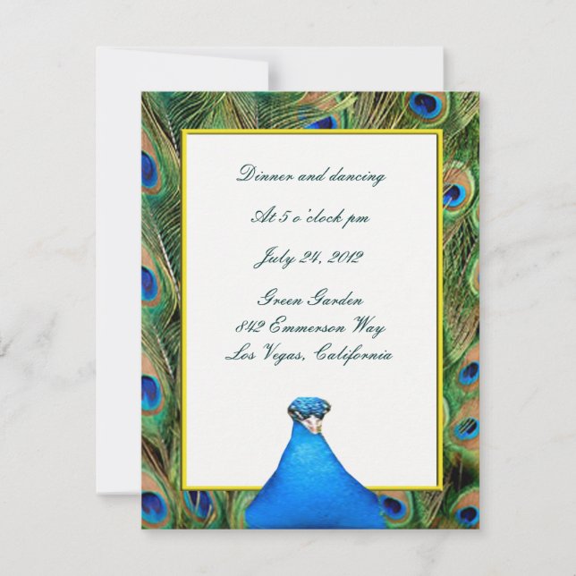 Cartão de Recepção de Casamento do Pavão (Frente)