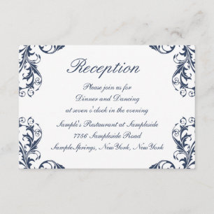 Cartão de Recepção de Casamento Elegante em Damasc