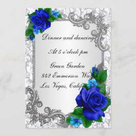 Cartão de Recepção de Casamento Elegantes Rosas Az