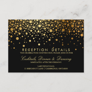 Cartão de Recepção de casamento Faux Gold Foil Con