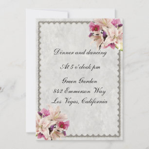 Cartão de Recepção de Casamento Floral de Mármore