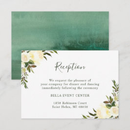 Cartão de Recepção de Casamento Floral Marfim Verd