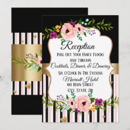 Cartão de Recepção de Casamento Floral Rústico