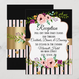 Cartão de Recepção de Casamento Floral Rústico