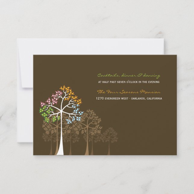 Cartão de Recepção de Casamento Floresta Árvores Q (Frente)