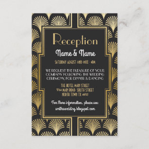 Cartão de Recepção de Casamento Gatsby Art Deco Do