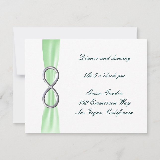 Cartão de Recepção de Casamento Infinito Verde (Frente)