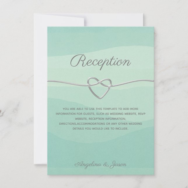 Cartão de Recepção de Casamento Minimalista em Ver (Frente)