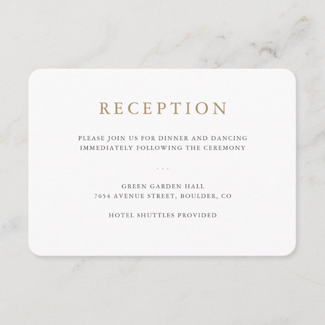 Cartão de Recepção de Casamento Minimalista Simple (Frente)