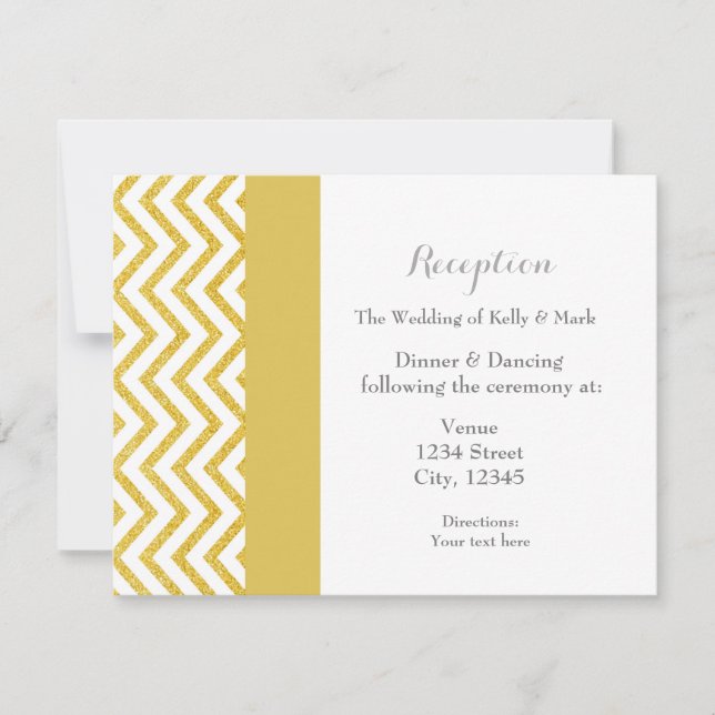 Cartão de Recepção de Casamento Moderno Chevron Br (Frente)