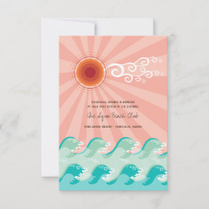 Cartão de Recepção de Casamento na Praia com Sol R