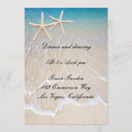 Cartão de Recepção de Casamento na Praia Starfish