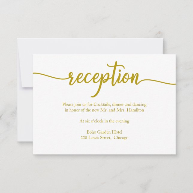 Cartão de Recepção de casamento para Caligrafia Do (Frente)